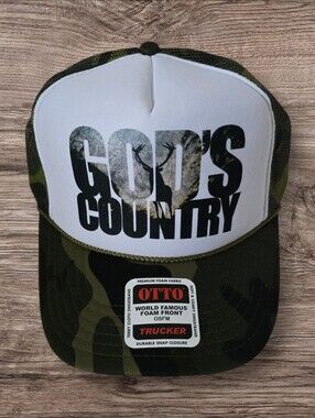 God's Country Camo Snapback Mesh Trucker Hat, NWT